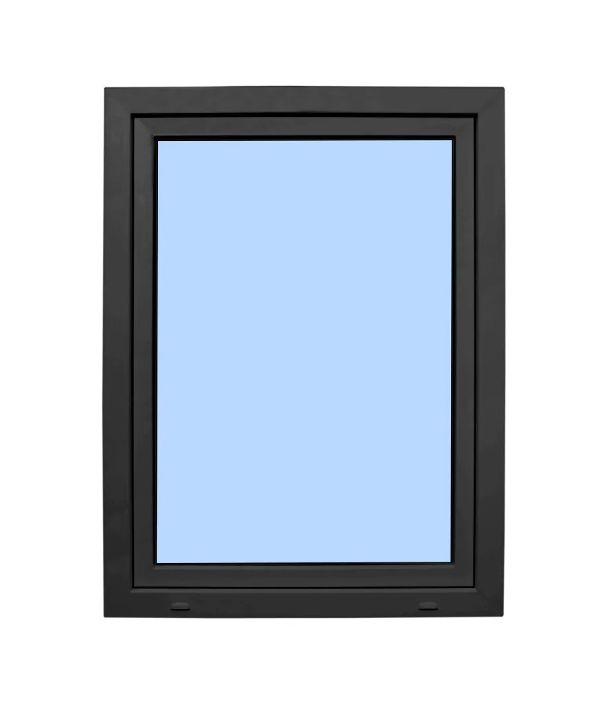 European Tilt and Turn Window Black Exterior White Interior 24x20 Left Inswing