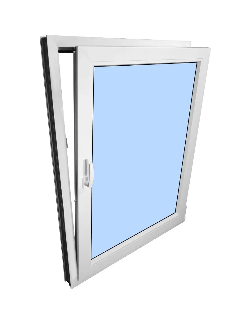 European Tilt and Turn Window Black Exterior White Interior 24x20 Left Inswing