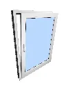 European Tilt and Turn Window Black Exterior White Interior 24x20 Left Inswing