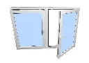 European Tilt and Turn Window Black Exterior White Interior 48x48 Left Right Inswing