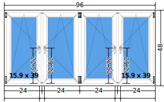 European Tilt and Turn Window Black Exterior White Interior 96x48 Left Right Inswing