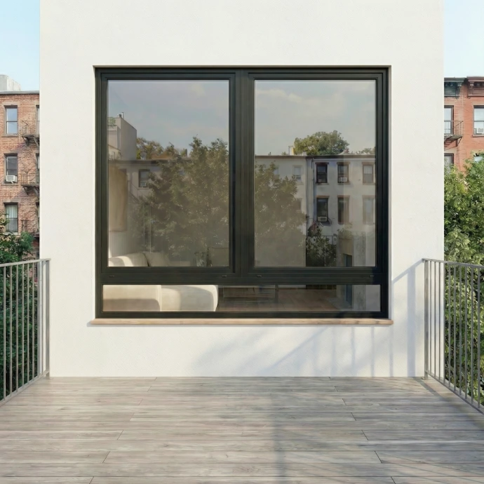 [SH6064WBRLFT] Double Sash with Transom (Black Exterior & White Interior, 60" x 64")