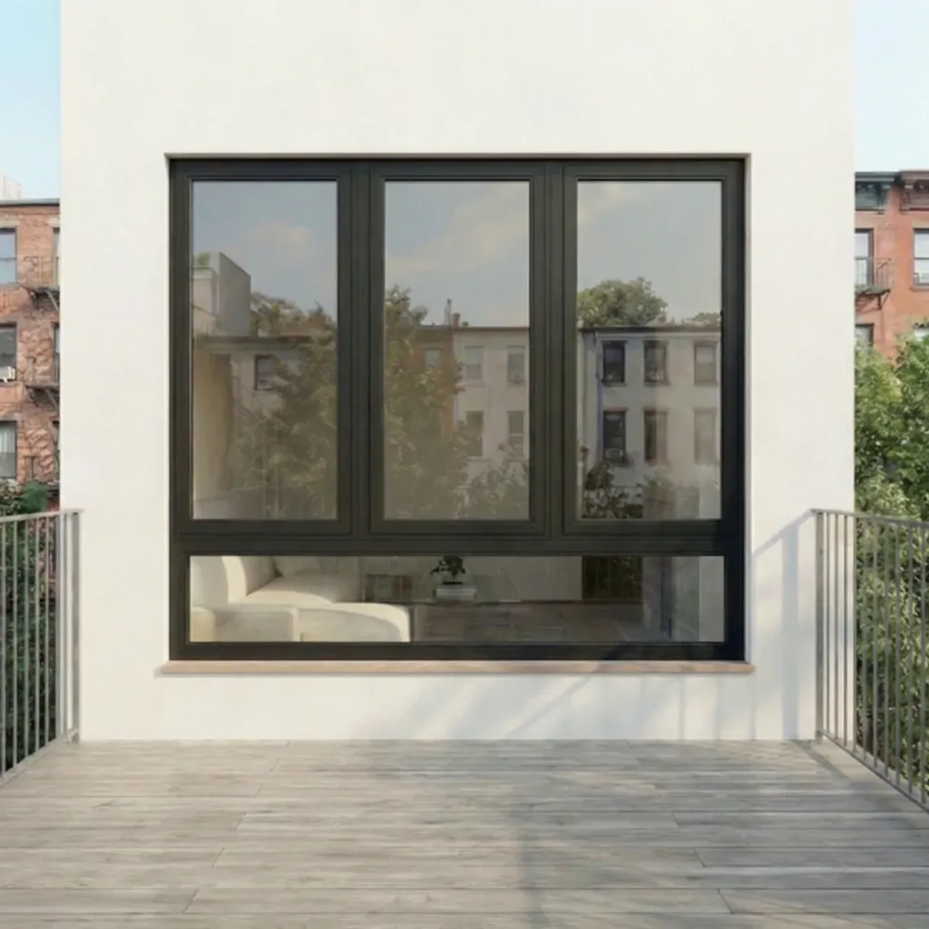 [SH7264WBLLRFT] Triple Sash with Transom (Black Exterior & White Interior, 72" x 64", Left, Left, Right, Fix)